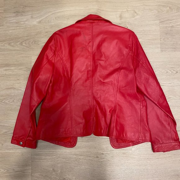Cami Red Genuine Leather Jacket - Picture 6 of 7